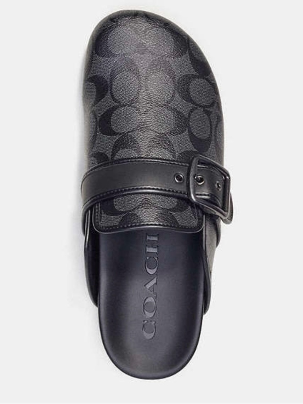 Coach Men's Black Monogram Buckle Clog